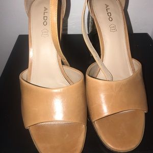 Tan/ Brown Silver Chunky Heels